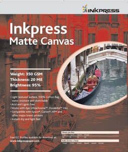 INKPRESS MEDIA 350Gsm 20Mil 95% Bright Matte Canvas (#ACW4435TO)