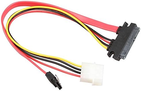 LIANSHULIANSHU 2Pack SATA(7+15) Pin Female to SATA7Pin +Molex4Pin HSG Power Combo Cable ((SATA22Pin to Data+Power) (18Inches)