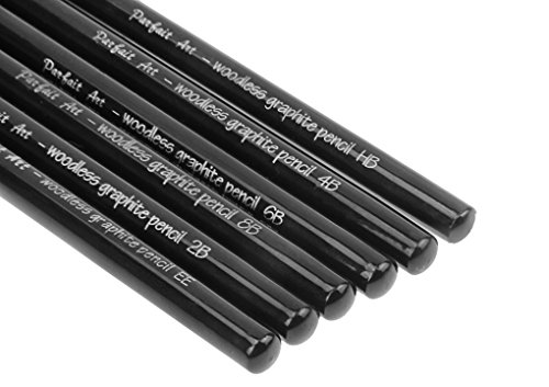 6pcs Woodless Pencil Set -- Graphite Pencil HB 2B 4B 6B 8B EE for Drawing, Writing, Shading, Coloring, Soft Pencil No Wood, Gift for Artist, Hobbyist,Beginner