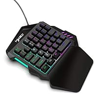 Mullue One Handed Keyboard One-Single-Handed Keyboard Mechanical Gaming Keyboard Wired USB Mobile Game Half Keypad RGB LED Backlit Portable Mini Gaming Keypad for Game