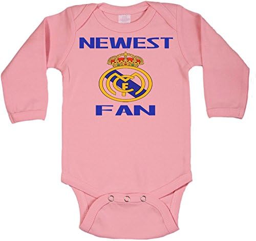 Anicelook Newest real Madrid fan infant Long sleeve romper onesie creeper (0-6months, Pink)