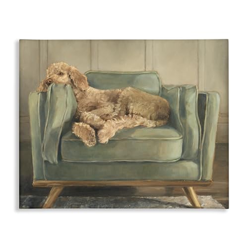 Labradoodle Lounging on Sofa, 36 x 48 Inch Canvas Wall Art