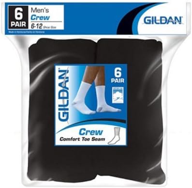6Pk Blk Crew Socks