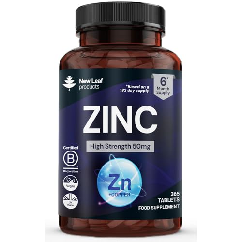 Zinc 50mg High Strength - 365 Zinc Tablets (6 Month Supply) High Strength Zinc Supplements Contributes Towards Immune Function and Maintenance of Healthy Bones, Vision, Hair, Nails and Skin - UK Made