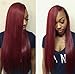 Estelle Wig 13x6 Burgundy Silk Straight Human Hair Wigs Glueless Lace Front Hair 150% Density Pre Plucked Hair for Black Women (14inch, 13x6 lace front wig)