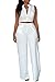 roswear Women's Plus Size Plunge Neck Button Up Dressy Jumpsuits White X-Large