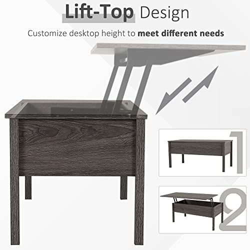 39" Modern Lift Top Coffee Table Desk with Hidden Storage