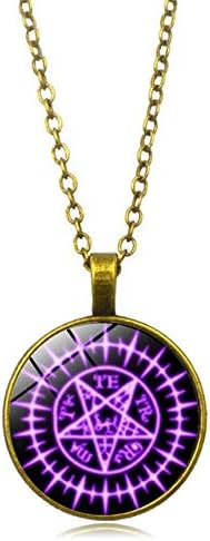 RQZQ Necklace Supernatural Pentacle Hebrew Charm Pentagram Pendant Statement Necklace Men Star Amulet Chain Talisman Necklaces