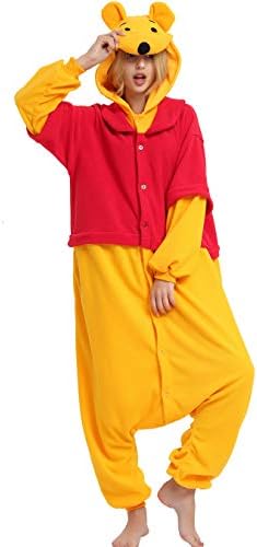 Winnie Onesie Adult. Winnie Costume Kigurumi Pajama for Women Men and Teens.