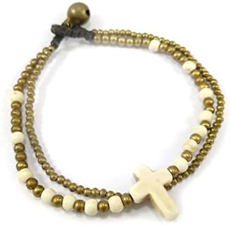 Handmade white cross bracelet handicraft bead knitting rope