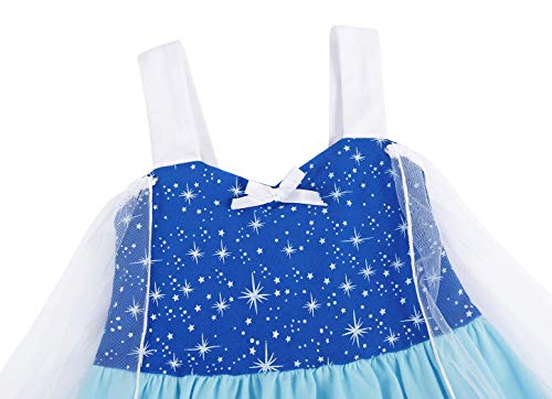 Cotrio Elsa Dress Baby Girls Princess Dresses Toddler Kids Halloween Costumes Outfits Child Themed Birthday Party Fancy Clothes with Cape Size 3T (2-3 Years, Blue, 100)