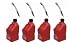 4 Pack VP 5 Gallon Square Red Racing Utility Jugs with 4 Deluxe Filler Hoses