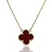 Handmade 18k Gold Plated Brass Fashion Four Leaf Necklace for Women Jewelry (Red)