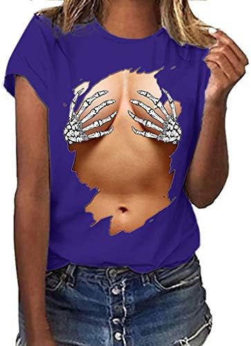 DAYLINWomen Plus Size Print Short Sleeved T-Shirt Blouse Tops