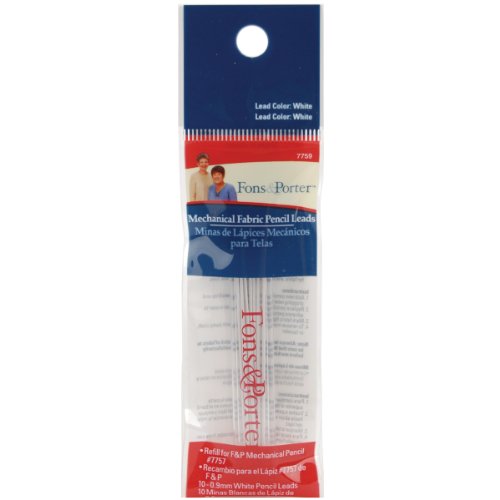 Fons and Porter Mechanical Fabric Pencil Refill, White, 10 Count
