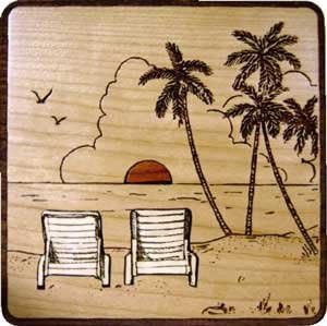 The Vertical Reflection Adult Cremation Mahogany Urn With The Beach Scene Mosaic Inlet