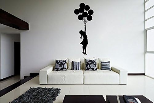 AnOL (39x100 cm) Banksy Vinyl Wall Decal Escapism Stunning Girl with Balloons/Street Graffiti Art Decor Sticker/Home DIY Mural! + Free Random Decal Gift