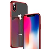 iPhone X Case, RANVOO [Ultra Thin] Clear Case Slim Fit Soft TPU Cover [Premium Gel] Flexible Bumper [Supports Wireless Charging] for iPhone X/10-Red