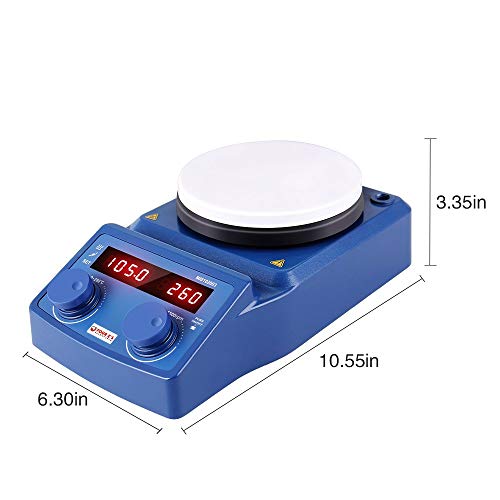 Four Eâ€™s Scientific Digital Magnetic Stirrer Heating Hot Plate | 100 â€“ 1500 RPM Stir Speed | 77-536â„‰ Temp | 600 W Heat Power | 5000ml Max Capacity | Ceramic Plate Size: 5.3â€ Diameter | 120V US Plug
