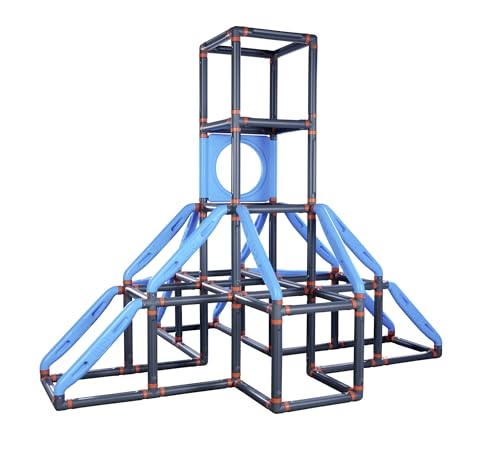 Big Kraxxl The Giant Kletterturm - großes Klettergerüst Outdoor für Kinder von 3-7 Jahre (bis max. 100 kg) - Kletterpyramide auf 4 Etagen, 299 Teile mit Basketball-Ring, 185 x 230 x 185 cm 3