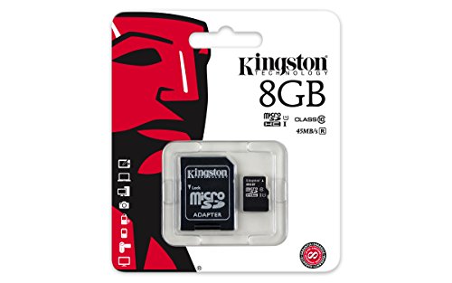 Kingston Digital 8GB microSDHC Class 10 UHS-I 45MB/s Read Card with SD Adapter (SDC10G2/8GB)