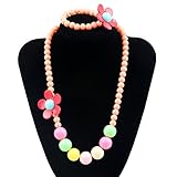 5 Colors Kids Girls Necklace and Bracelet set Butterfly Charm Fashion Party Favor Jewelry Pendant Necklace with Gift Box for children