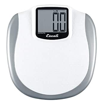 Escali XL200 Extra Large Bathroom Body Scale, Non-Slip Surface, LCD Digital Display, 440lb Capacity, White/Grey