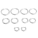 Zysta 2-10pcs Stainless Steel Silver Small Round Tube Endless Hoop Earrings, Hypoallergenic for Cartilage, Nose, Ears, Tragus