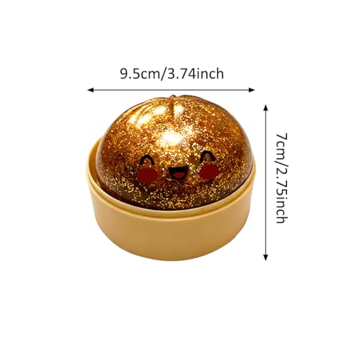 Simulation Glitter Dumpling Fidget Toy, Soft Squeeze Squishy Toy with Steamer Box, Anti Anxiety Sensory Toys, Cute Home Table Decor, Novelty Birthday Daily Gifts for All Ages