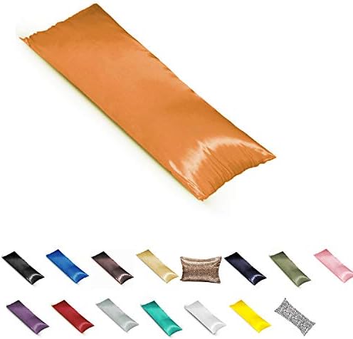 TAOSON Silky Soft Satin Soild Body Pillow Cover Pillowcase Pillow Protector Cushion Cover with Zippers Only Cover No Insert 21"x54" Fits 21 x 54, 20 x 54 - Orange
