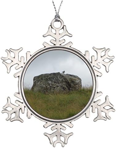 Personalised Christmas Tree Decoration Stonec on Rock Turquoise Christmas Snowflake Ornaments