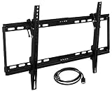 Mount-it! MI-1121M-CBL Slim Tilting TV Wall Mount Bracket Low Profile for Samsung, Sony, Vizio, TCL, LG, Sharp 32 to 65 Inch LCD/LED/4K TVs W/ HDMI Cable Included