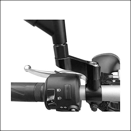 Black Path - Fits Kawasaki Mirror Extenders Vulcan 500 + 750 + 800 + 900 + 1500 + 1600 + 1700 + 2000 10mm Threaded Mirrors Motorcycle Risers 1.5" Up + 2" Out (Silver) T6 Billet