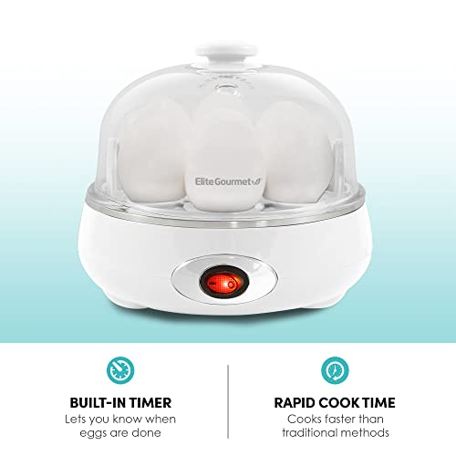 Elite Gourmet EGC322CW Rapid Egg Cooker, 7 EasyToPeel, Hard, Medium