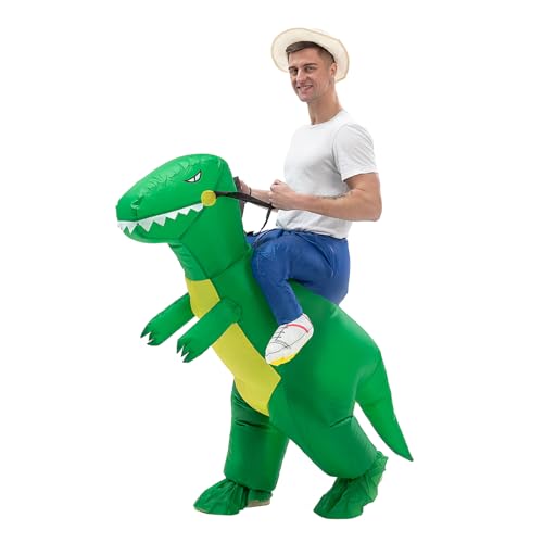 IRETG Ride-on Dinosaur Costumes for Adult Inflatable Dinosaur Costume Riding Dinosaur Suit Fancy Blow up Dinosaur Party Dress for Christmas Masquerade Party Halloween