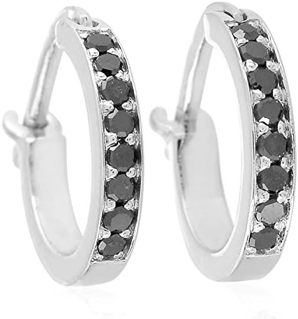 0.19 Cttw Black Diamond Huggie Hoop Earrings in 18K White/Yellow/Rose Gold Handmade Jewelry