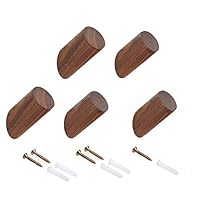 Pack of 5,Natural Wooden Coat Hooks,Wall Mounted Single Wall Hook Robe Clothes Towel Hat Rack,Handmade Craft (walunt, 2.4in)