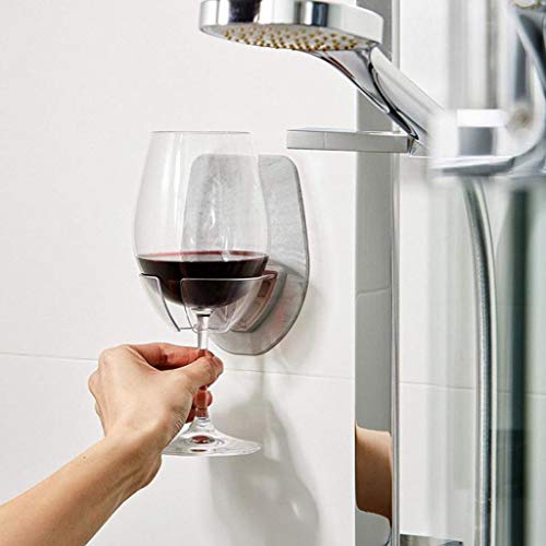 Ljnuanrg Bathtub Wine Rack Plastic Wine Glass Holder for The Bath Shower Red Wine Glass Holder (Gray, ONE) - Thumbnail 2
