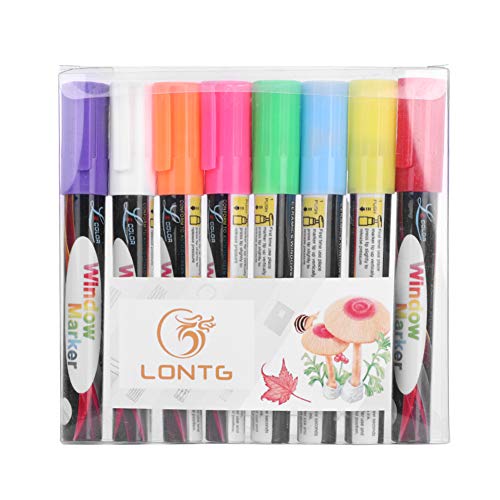 8-Pack Dry Erase Markers Erasable Markers Chalk Marker Pen 6mm Reversible Bullet & Chisel Tip Fluorescent Highlighters Markers for Menu Board Bistro Board AD Drawing POP Art Glass Window Blackboard - Thumbnail 7