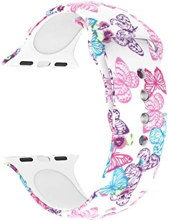 Usitek Sport Band Compatible with iWatch 44mm/42mm 40mm/38mm, Soft Silicone Sport Strap Replacement Floral Printed Bands Compatible for iWatch Series 4/3/2/1 S/M M/L for Women/Men