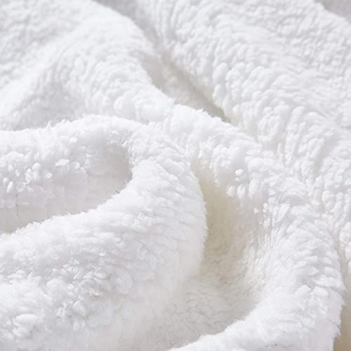 Amélie Home Reversible Sherpa Cable Knit Throw Blanket Soft Cozy Warm