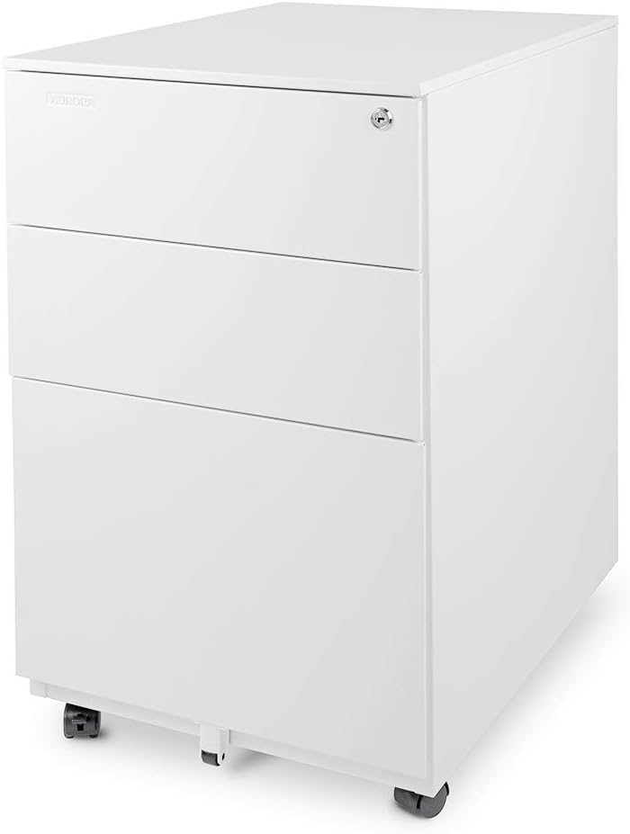 Amazon Com Aurora Modern Soho Design 3 Drawer Metal Mobile File Cabinet With Lock Key Fully Assembled White Fc 103wt Office Products