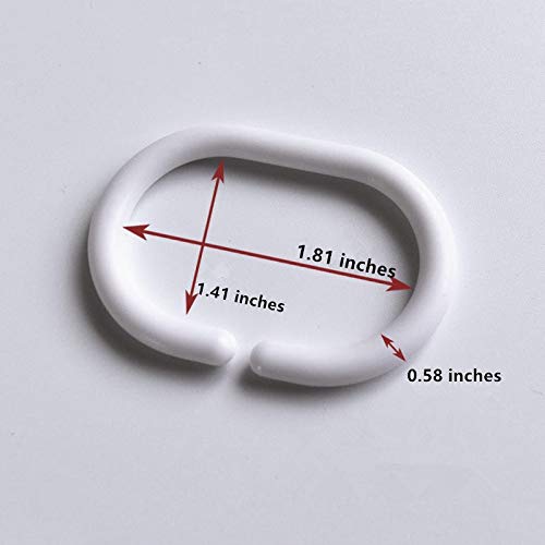 Chirano 12 PCS Plastic Shower Curtain Hooks, White, C Shape Rings for Bathroom Shower Rod