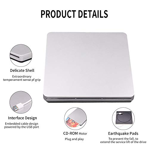 image for MthsTec External CD DVD Drive, Super Slim USB 3.0 Slot-in DVD Burner/W