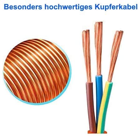 Schuko Verlengkabel, 10 m, verlengkabel, IP44, stroomkabel, tuinkabel, V13 - Afbeelding 3