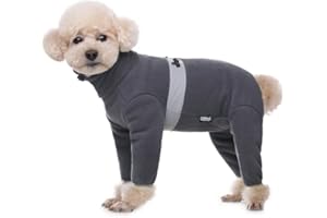 AITOLI Polar Fleece Dog Coats for Small Medium Dogs, Winter Jacket Sweater Vest Bodysuit, Four-Legged Warm Clothes Pajamas