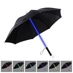 YIER LED Lightsaber Light Up Black Clear Umbrella with 7 Color