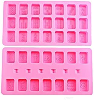 Hexiansheng DIY Mahjong Traditional Chinese Version Handmade Crystal Epoxy Glue Mahjong Silicone Mahjong Mold Set Game Set Mah-Jongg Travel Family Leisure Time