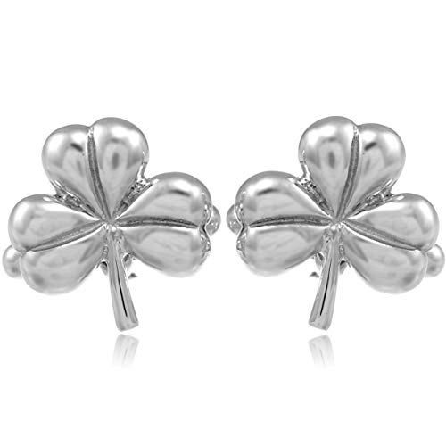 Alexander Castle Men's Cufflinks 925 Sterling Silver Shamrock Irish Cufflinks 17mm x 17mm Celtic Cufflinks with Jewelry Gift Box