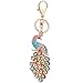 EASYA Animal Keychain Cute Charm Peacock Bling Crystals Rhinestone Handbag Purse Charm Key Chain Keyring Holder,Multicolor